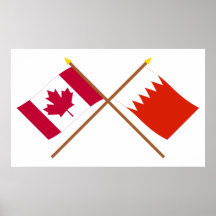 Canada and Bahrain Crossed Flags Print
