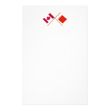 Canada and Bahrain Crossed Flags Stationery Paper