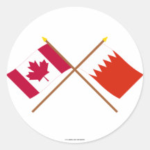 Canada and Bahrain Crossed Flags Stickers