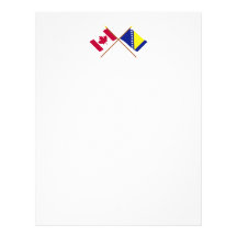 Canada and Bosnia & Herzegovina Crossed Flags Letterhead Template