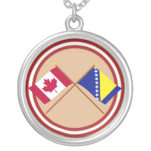Canada and Bosnia & Herzegovina Crossed Flags Necklace