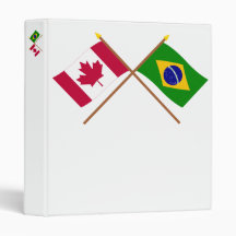 Canada and Brazil Crossed Flags 3 Ring Binder
