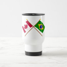 Canada and Brazil Crossed Flags Coffee Mugs