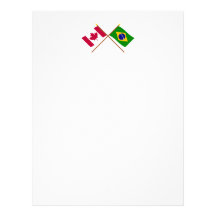 Canada and Brazil Crossed Flags Letterhead Template