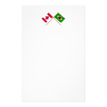 Canada and Brazil Crossed Flags Customized Stationery