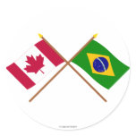 Canada and Brazil Crossed Flags stickers