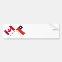 Canada and Chile Crossed Flags Bumper Stickers