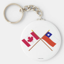Canada and Chile Crossed Flags Key Chain