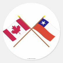 Canada and Chile Crossed Flags Round Sticker