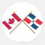 Canada and Dominican Republic Crossed Flags Round Sticker