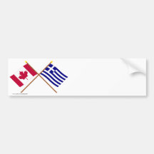 Canada and Greece Crossed Flags Bumper Sticker