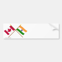 Canada and India Crossed Flags Bumper Sticker