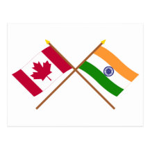 Canada and India Crossed Flags Post Cards