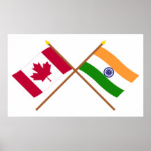 Canada and India Crossed Flags Poster