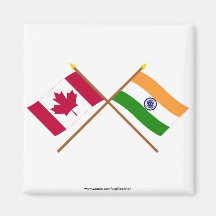 Canada and India Crossed Flags Refrigerator Magnet