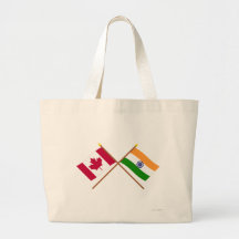 Canada and India Crossed Flags Tote Bags