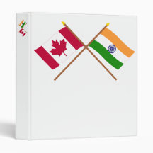 Canada and India Crossed Flags Vinyl Binder