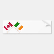 Canada and Ireland Crossed Flags Bumper Sticker