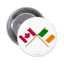 Canada and Ireland Crossed Flags Button