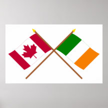 Canada and Ireland Crossed Flags Posters
