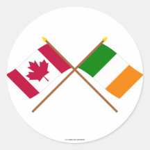 Canada and Ireland Crossed Flags Round Sticker
