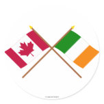 Canada and Ireland Crossed Flags Round Sticker