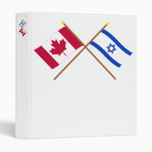Canada and Israel Crossed Flags 3 Ring Binder