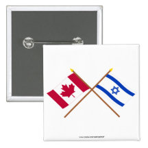 Canada and Israel Crossed Flags Pinback Button