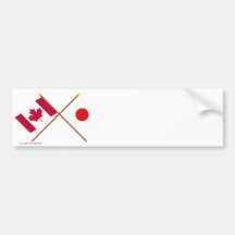 Canada and Japan Crossed Flags Bumper Stickers