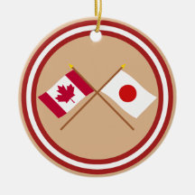 Canada and Japan Crossed Flags Christmas Tree Ornaments