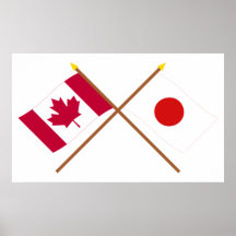 Canada and Japan Crossed Flags Print
