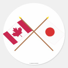 Canada and Japan Crossed Flags Sticker
