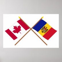 Canada and Moldova Crossed Flags Print