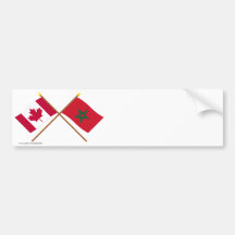 Canada and Morocco Crossed Flags Bumper Stickers