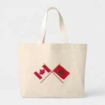Canada and Morocco Crossed Flags Canvas Bag