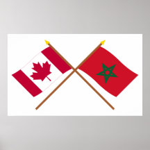 Canada and Morocco Crossed Flags Posters