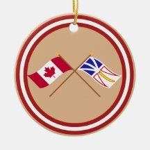 Canada and Newfoundland Crossed Flags Ornaments