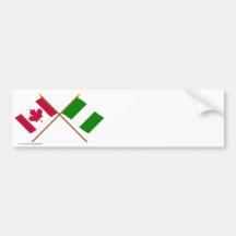 Canada and Nigeria Crossed Flags Bumper Stickers