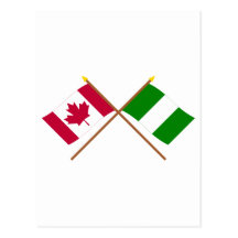 Canada and Nigeria Crossed Flags Post Card