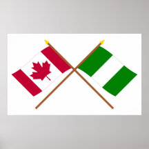 Canada and Nigeria Crossed Flags Poster