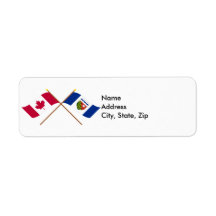 Canada and Northwest Territories Crossed Flags Return Address Labels