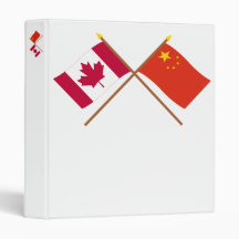 Canada and People's Republic of China Crossed Flag 3 Ring Binder