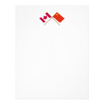 Canada and People's Republic of China Crossed Flag Letterhead Template