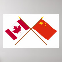 Canada and People's Republic of China Crossed Flag Posters