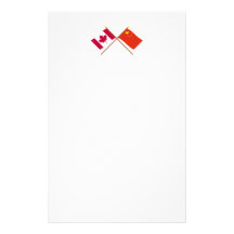 Canada and People's Republic of China Crossed Flag Personalized Stationery