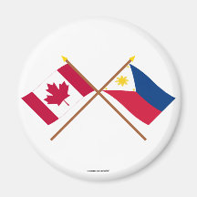 Canada and Philippines Crossed Flags Fridge Magnet
