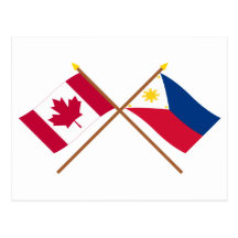 Canada and Philippines Crossed Flags Postcards