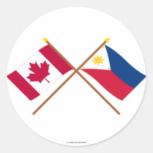 Canada and Philippines Crossed Flags Round Sticker