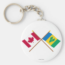 Canada and St Vincent Crossed Flags Key Chain