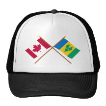 Canada and St Vincent Crossed Flags Mesh Hats